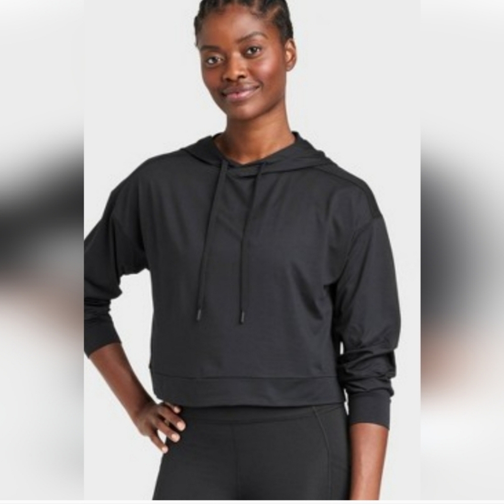 Women's Black Heavy Sweatshirt With Hood - All In Motion - XL